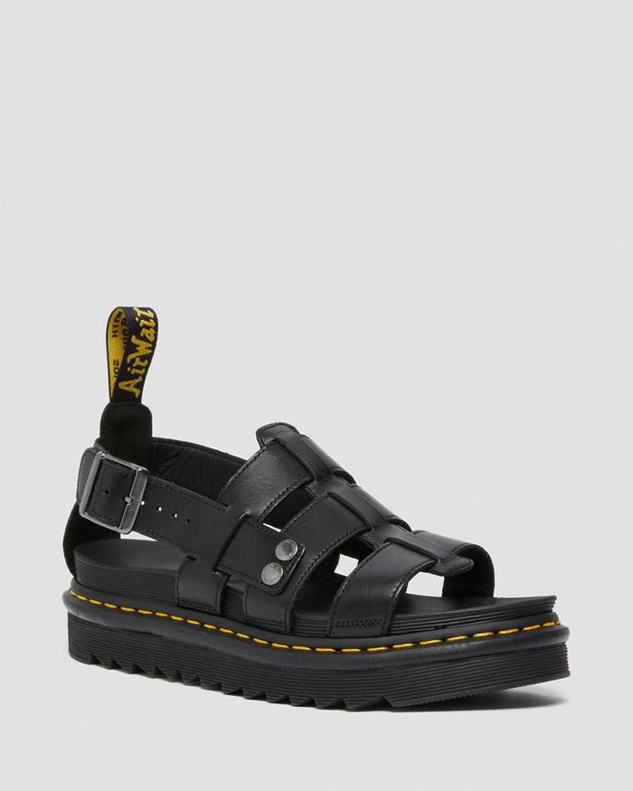 Dr Martens Sandaler Dame Svart Terry Læder Strap 7036RSAEU